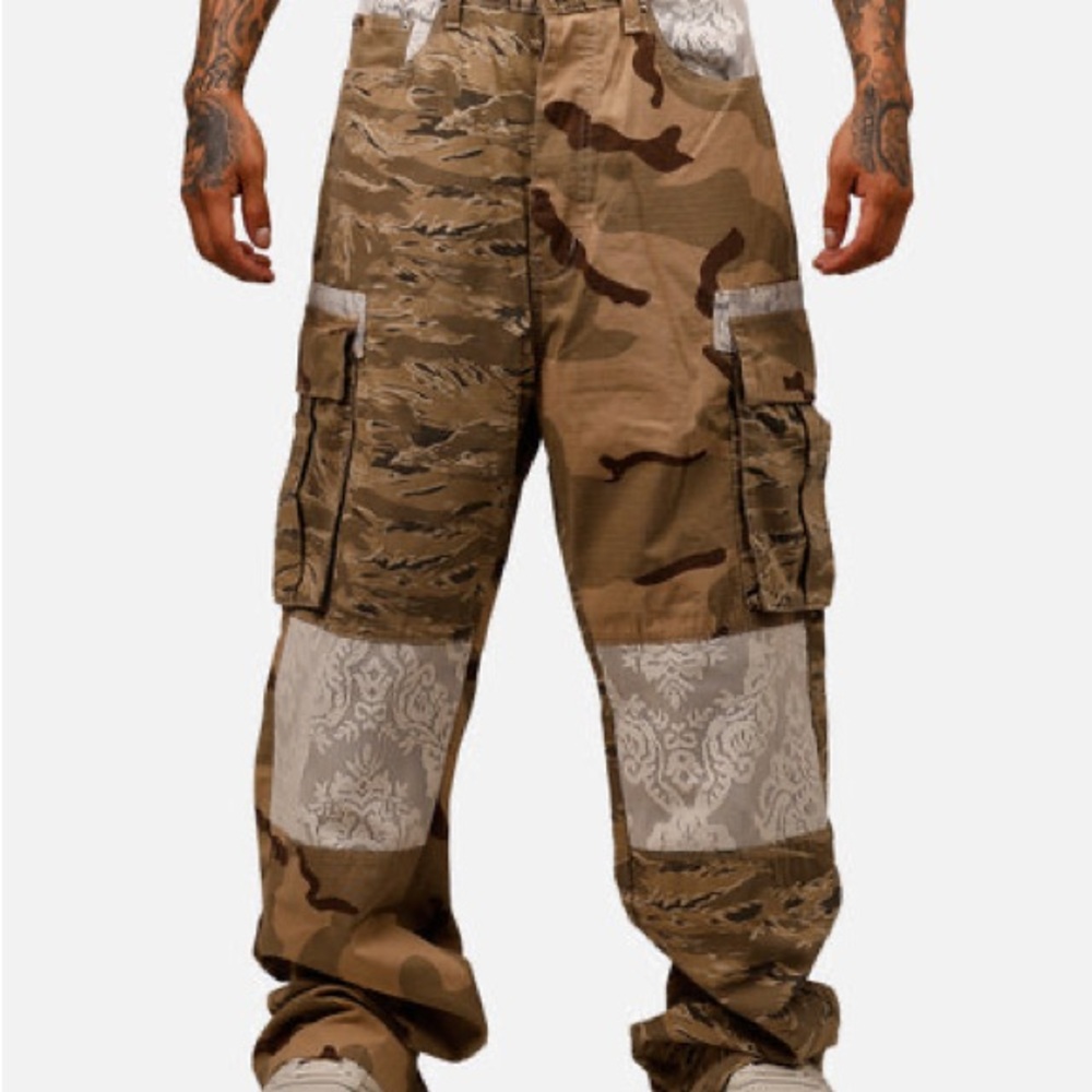 MNML Brown and Tan Cargo Pants